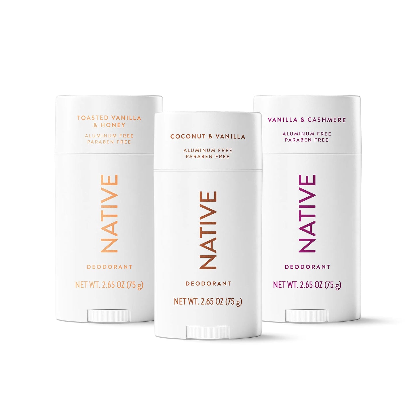 NATIVE Deodorant Stick Discovery 3-Pack - Aluminum-Free, 72-Hour Odor Protection, Natural Ingredients, Paraben-Free, Phthalate-Free, Sulfate-Free