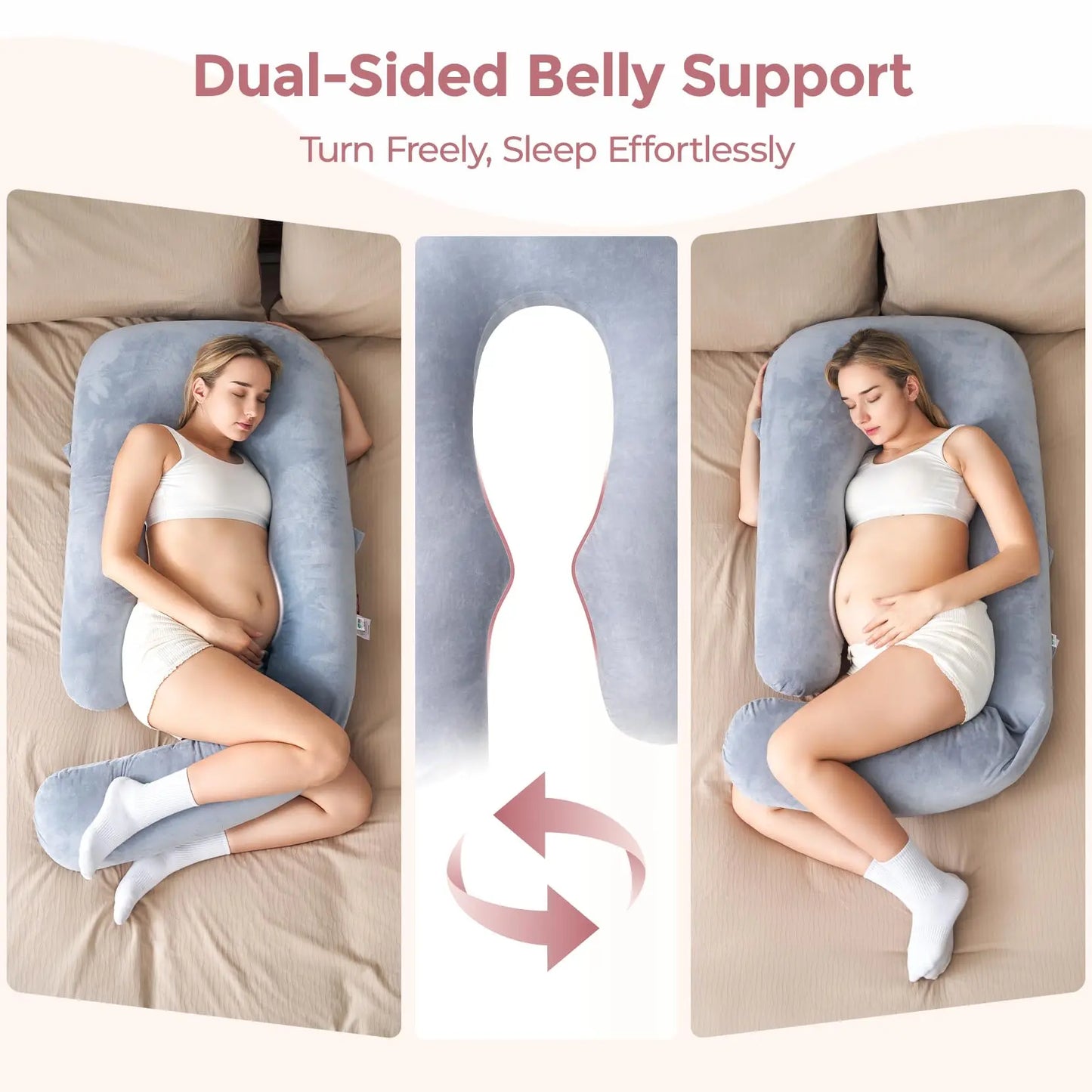 #Summervibes【Mother'S Day Gift】Momcozy Pregnancy Pillow for Sleeping, U Pro Maternity Pillow with Adjustable Leg Pillow and Removable Cover - Support for Back, Hips, Belly, Legs for Pregnant Women, 50-72 Inch Full Body Pillow, Grey