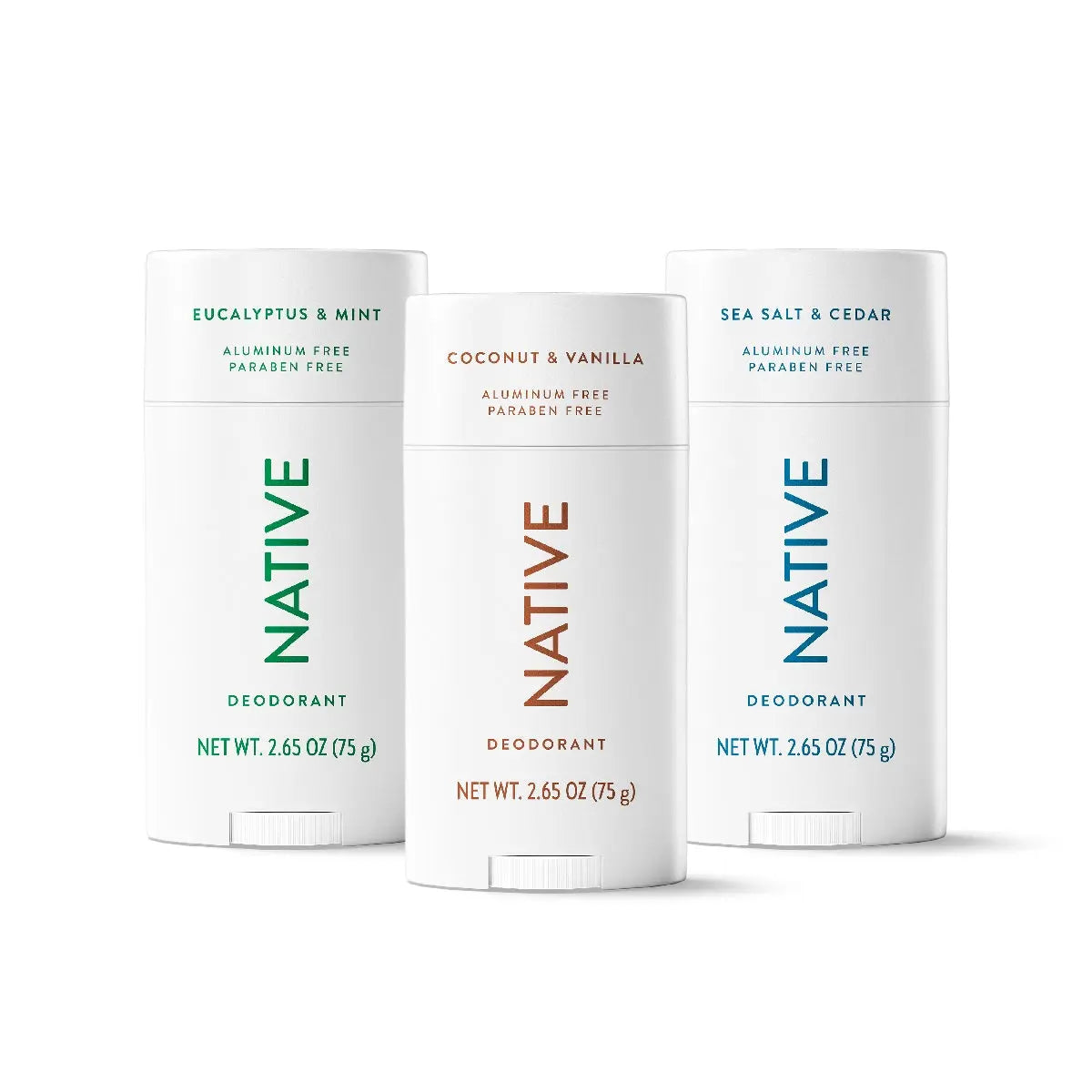 NATIVE Deodorant Stick Discovery 3-Pack - Aluminum-Free, 72-Hour Odor Protection, Natural Ingredients, Paraben-Free, Phthalate-Free, Sulfate-Free