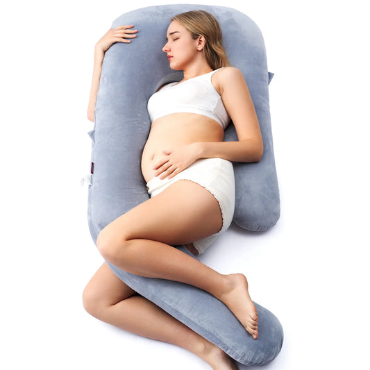 #Summervibes【Mother'S Day Gift】Momcozy Pregnancy Pillow for Sleeping, U Pro Maternity Pillow with Adjustable Leg Pillow and Removable Cover - Support for Back, Hips, Belly, Legs for Pregnant Women, 50-72 Inch Full Body Pillow, Grey