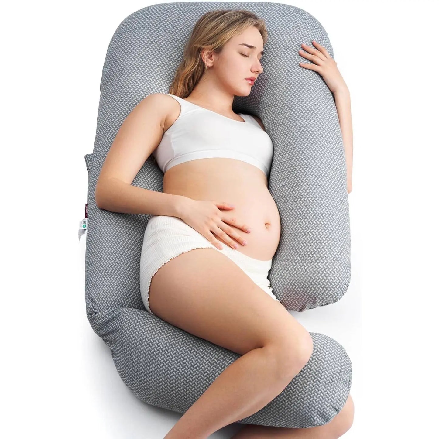 #Summervibes【Mother'S Day Gift】Momcozy Pregnancy Pillow for Sleeping, U Pro Maternity Pillow with Adjustable Leg Pillow and Removable Cover - Support for Back, Hips, Belly, Legs for Pregnant Women, 50-72 Inch Full Body Pillow, Grey