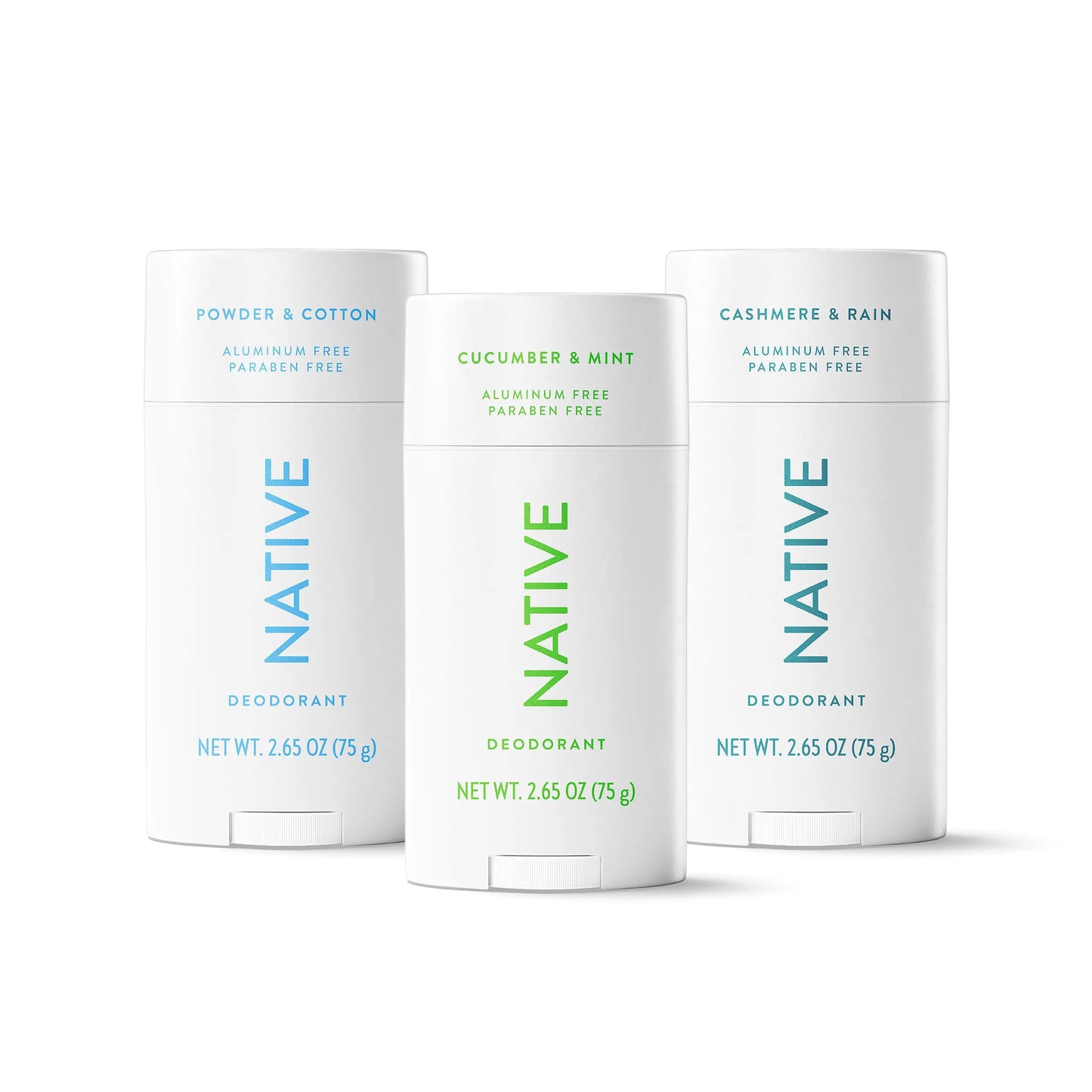 NATIVE Deodorant Stick Discovery 3-Pack - Aluminum-Free, 72-Hour Odor Protection, Natural Ingredients, Paraben-Free, Phthalate-Free, Sulfate-Free